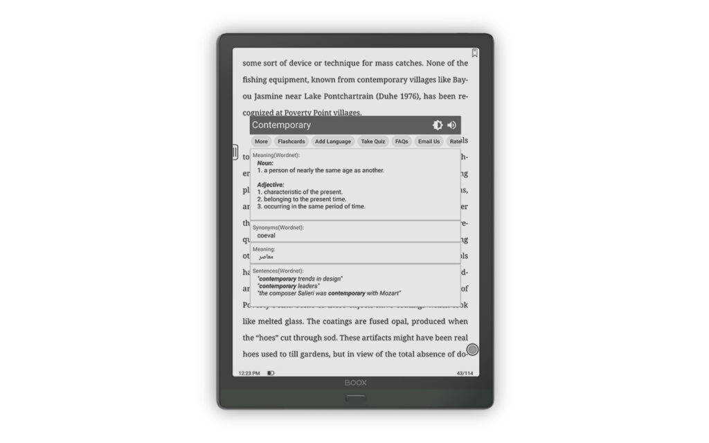 Look up words in the Quick Dictionary popup in the NeoReader