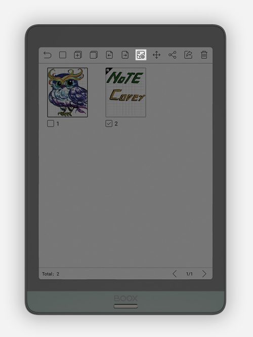 Select a note page and tap the Custom Cover button to make it the notepad cover